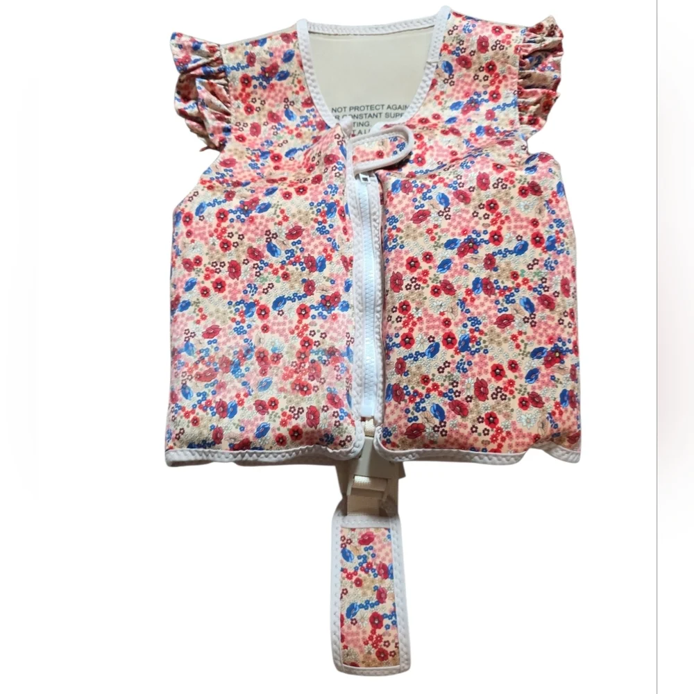 NWT Floral Toddlers Ruffle Sleeve Swim Vest 2-3 Yrs 33-42 LBS